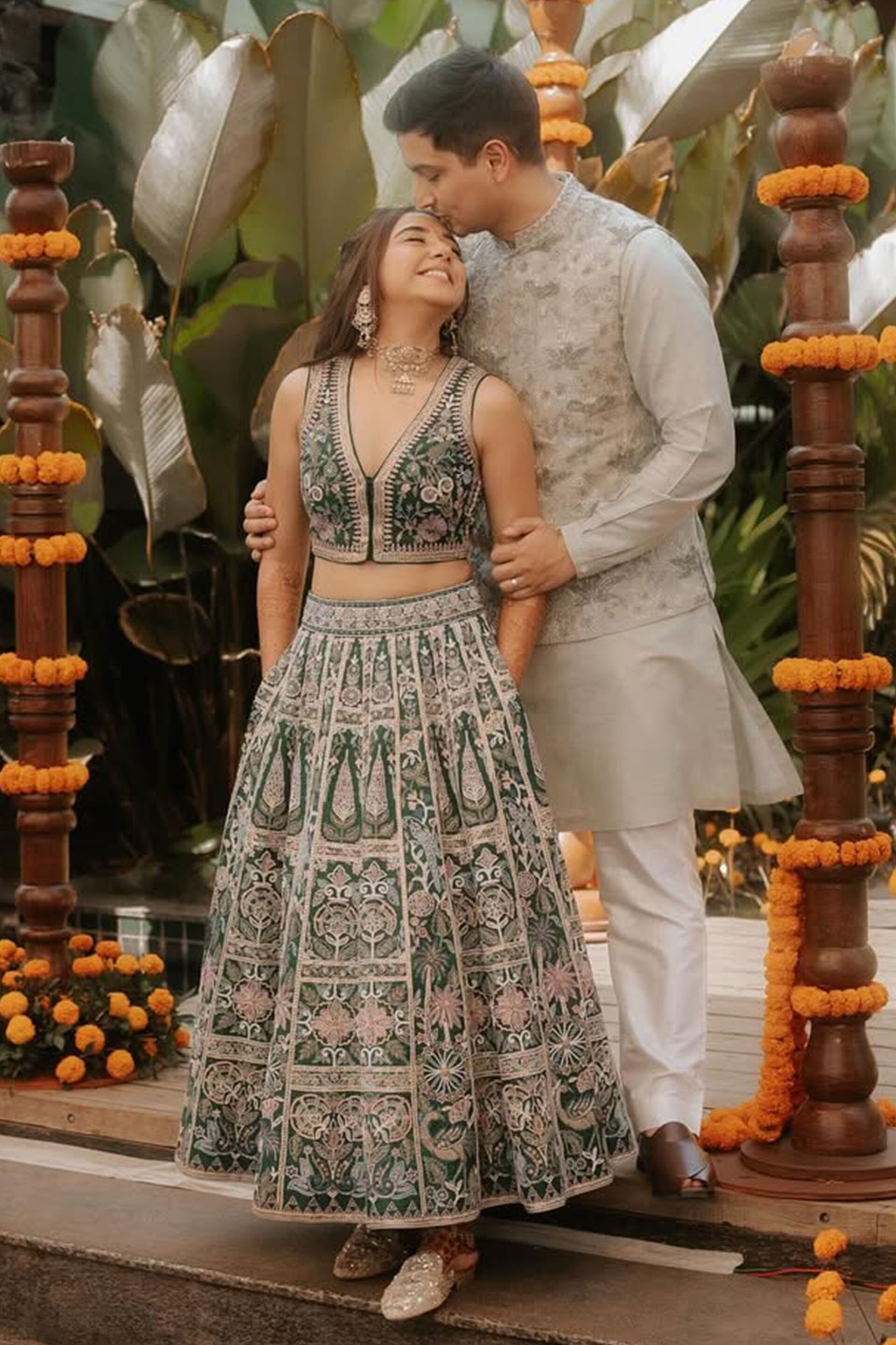 The Greens Embroidered Nehru Jacket Set - Sage Green, , image 5